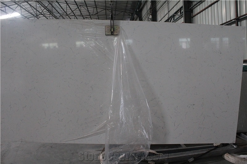 Bianco Carrara Artificial Marble Quartz Slab, Manmade White Artificial Stone Tile for Walling,Flooring