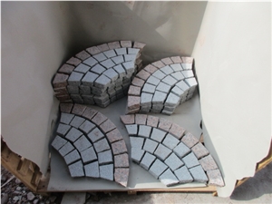 G614 + G562 Granite Cube Stone Mesh Pavers, Surface Flamed , Other Sides Natural Cobble Stone, Granite Mesh Walkway, Driveway, Garden Stepping Pavers