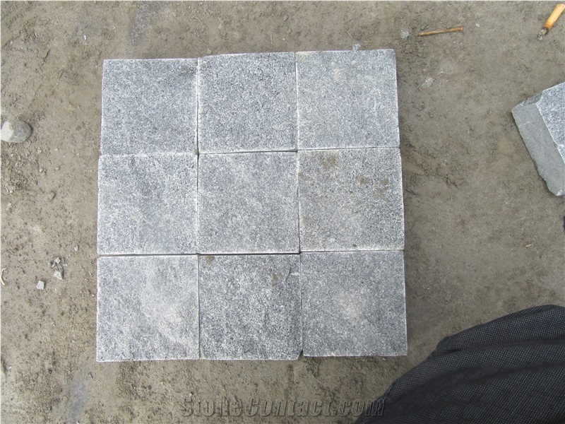G654 Padang Dark, Dark Grey Granite Cobble Stone, Cube Stone Surface Natural Split Others Sawn Cut, China Cheap Grey Granite Walkway, Driveway, Patio Pavers Stone