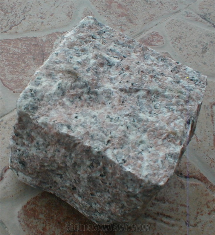 G696 Yongding Red Granite Cobble Stone, Cube Stone All Sides Natural Split, China Pink Granite Walkway Pavers Stone, Garden Stepping Pavements