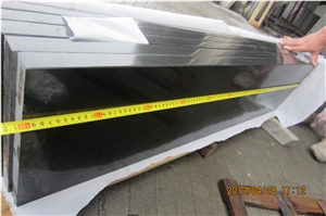 Mongolia Black Basalt Polished Stairs, China Absolute Black Basalt Treads, Cheap Black Basalt Stairs with Eased Edge