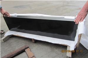 Mongolia Black Basalt Polished Stairs, China Absolute Black Basalt Treads, Cheap Black Basalt Stairs with Eased Edge