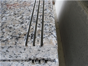Sanbao Red Granite Polished Stairs, China Red, Pink Granite Treads with Anti-Slip Grooves, Cheap Red Granite Stairs with Half Round Edge