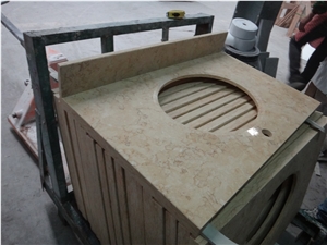 Sunny Yellow Marble Vanity Tops, Egypt Beige Marble Polished Worktops with Drilling Sink Hole, Beige Marbloe Polished Bathroom Countertops