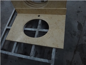 Sunny Yellow Marble Vanity Tops, Egypt Beige Marble Polished Worktops with Drilling Sink Hole, Beige Marbloe Polished Bathroom Countertops
