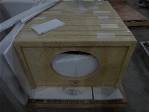 Sunny Yellow Marble Vanity Tops, Egypt Beige Marble Polished Worktops with Drilling Sink Hole, Beige Marbloe Polished Bathroom Countertops