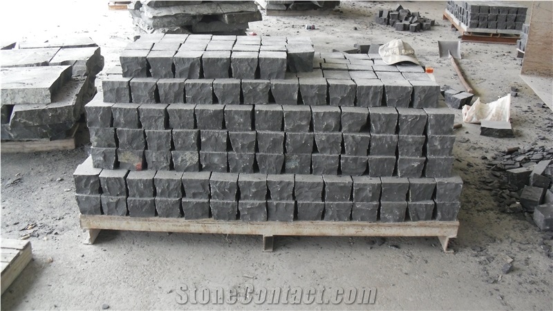 Zhangpu Black Basalt Cobble Stone, Cube Stone All Sides Natural Split, China Cheap Black Basalt Walkway Pavers Stone, Garden Stepping Pavements