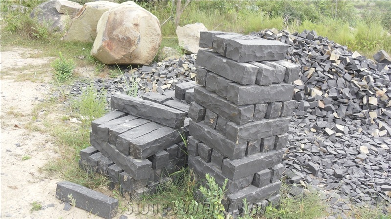 Zhangpu Black Basalt Side Stone, Cheap Black Basalt Kerbstone, China Black Basalt Curbstone Surface in All Sides Natural Split Finish