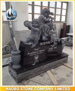 Angel Design Child"S Memorial Hand Carved Cherub with Pet Sculpture