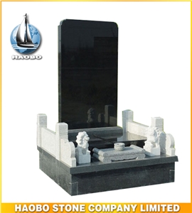 Black Granite Asian Style Headstones, Granite Pilished with Sculptures