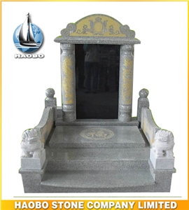 Black Granite Asian Style Headstones, Granite Pilished with Sculptures