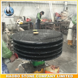 Black Marquina Marble Table Top Polished Round Shaped