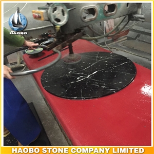Black Marquina Marble Table Top Polished Round Shaped