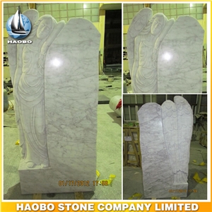 Carara White Marble Angel Monument Hand Carved Angel Design