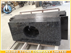 China Factory Direct Polished Norway Blue Pearl Granite Bathroom Countertops, Eased Edges Bathroom Vanity Tops Hotel Building Projects