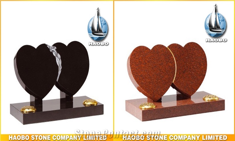 Custom Design Headstone for Sale, Multicolor Granite Heart Design Heart Monuments Wholesale