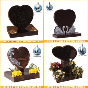 Custom Design Headstone for Sale, Multicolor Granite Heart Design Heart Monuments Wholesale