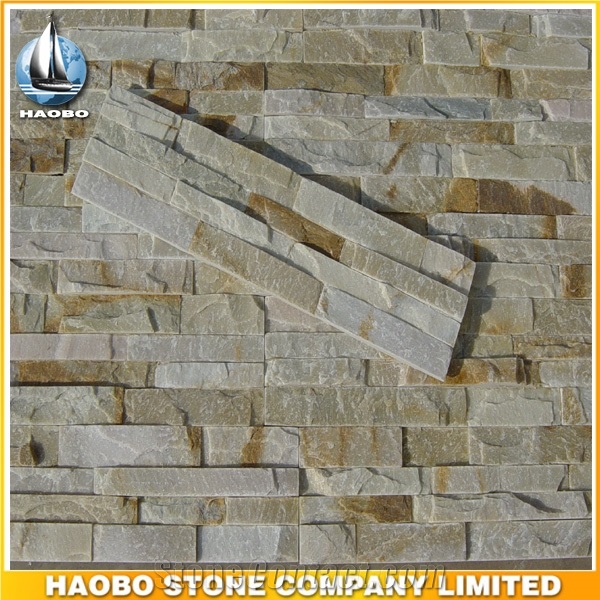 Exterior Wall Cladding Culture Stone Veneer, Yellow Slate Wall Cladding