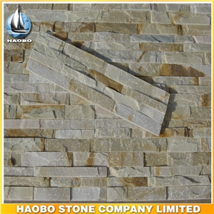 Exterior Wall Cladding Culture Stone Veneer, Yellow Slate Wall Cladding