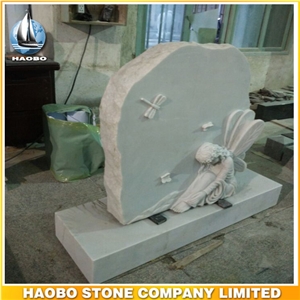 Factory Direct China White Marble Headstone Carved Spirits, Angel Monuments, Children Stone Memorials