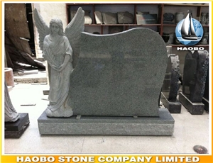 Granite and Marble Headstone with Full Carved Angel Western Style Gravestone