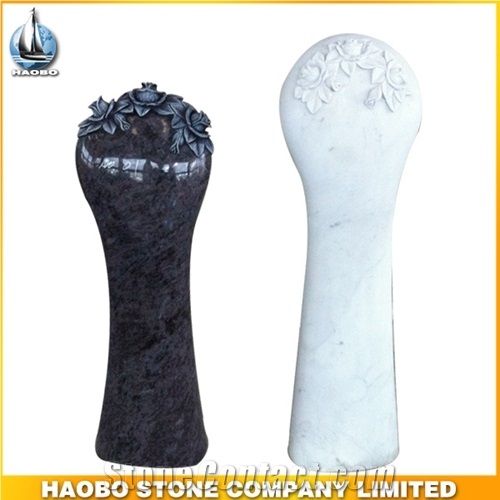 Granite Germany Memorial Unique Shape Stone Tombstone with Flower Relief
