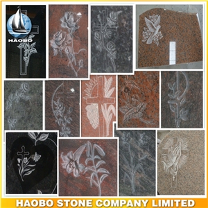 Granite Polished Cemetery Plaque for Sale with Line Engraving