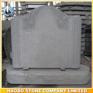 Granite Upright Monument with Carved Flowers Serp Tops Headstones