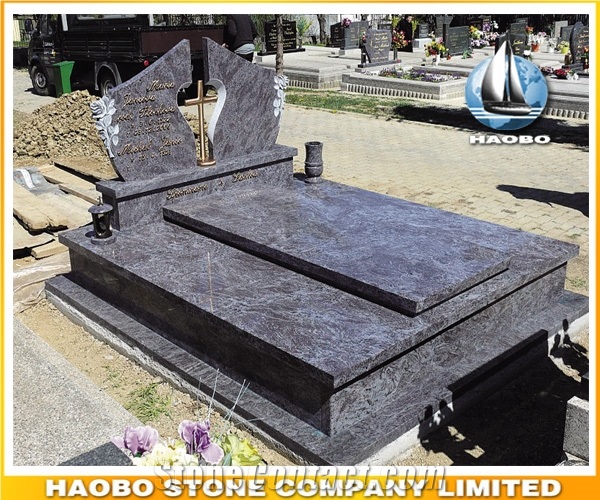 Green Granite Cross Design Quality Polished Kerbed Memorial