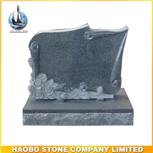 Green Granite Upright Gravestone and Headstone Serp Top with Vase