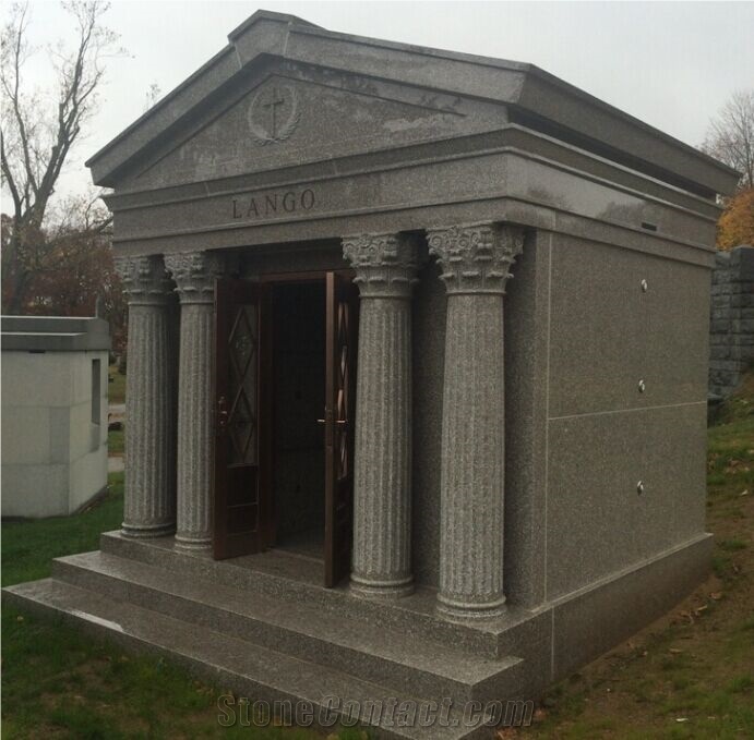 Haobo Stone 6 Crypts G635 Pink Granite Mausoleum