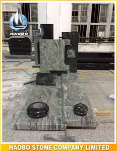 Hassen Green Granite Full Memorial Monument for Sale Kerb Set