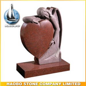 Heart Tombstones Granite Gravestone with Angel Carvings