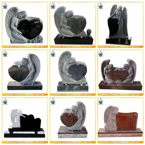 Heart Tombstones Granite Gravestone with Angel Carvings