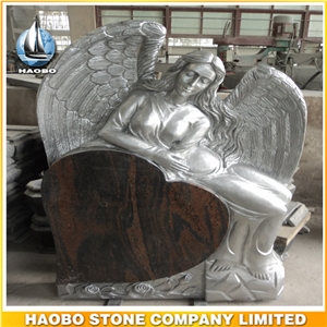 Heart Tombstones Granite Gravestone with Angel Carvings