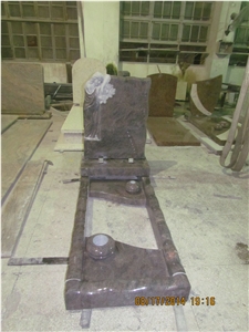 Himalayan Blue Granite Cemetery Tombstone with Sculpture