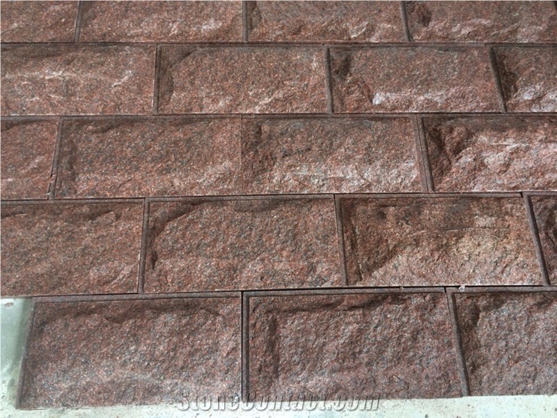 Indian Red Granite Mushroom Stone for Wall Cladding