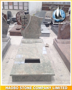 Maritaka Kerbed Memorials Custom Design Multicolor Green Granite