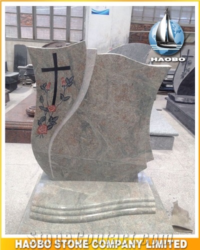 Maritaka Kerbed Memorials Custom Design Multicolor Green Granite