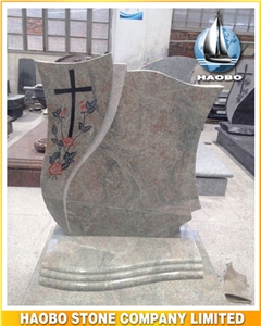 Maritaka Kerbed Memorials Custom Design Multicolor Green Granite