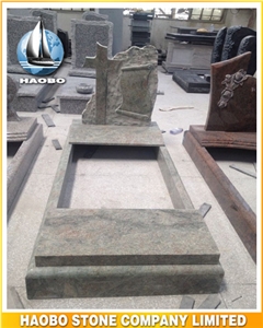 Maritaka Kerbed Memorials Custom Design Multicolor Green Granite