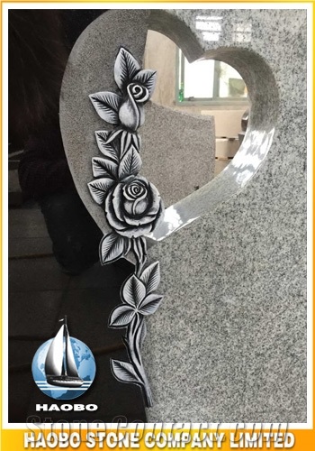 New Design Wiscount White Granite Headstone Heart Shaped Polished with Carvings