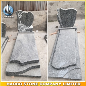 Polished Grey Granite Full Monument for Sale Kerbed Memorial