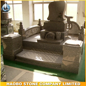Polished Japanese Tombstone with Cemetery Lantern, Asian Gravestone