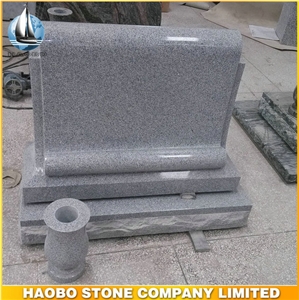 Quality Grey Granite Headstone Book Types with Vase