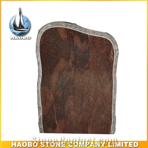 Red Granite Headstone Unique Shape for Sale