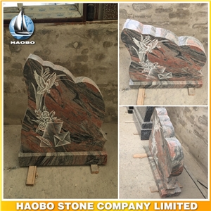 Red Granite Headstones with Line Sculpture Red Granite Headstones with Line Sculpture