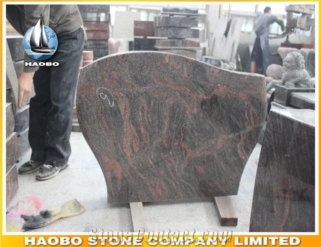 Red Granite Modern Shape American Style Upright Headstones for Sale Himalaya Sre
