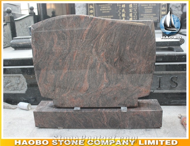 Red Granite Modern Shape American Style Upright Headstones for Sale Himalaya Sre