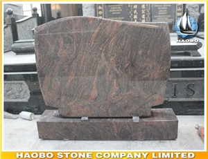 Red Granite Modern Shape American Style Upright Headstones for Sale Himalaya Sre